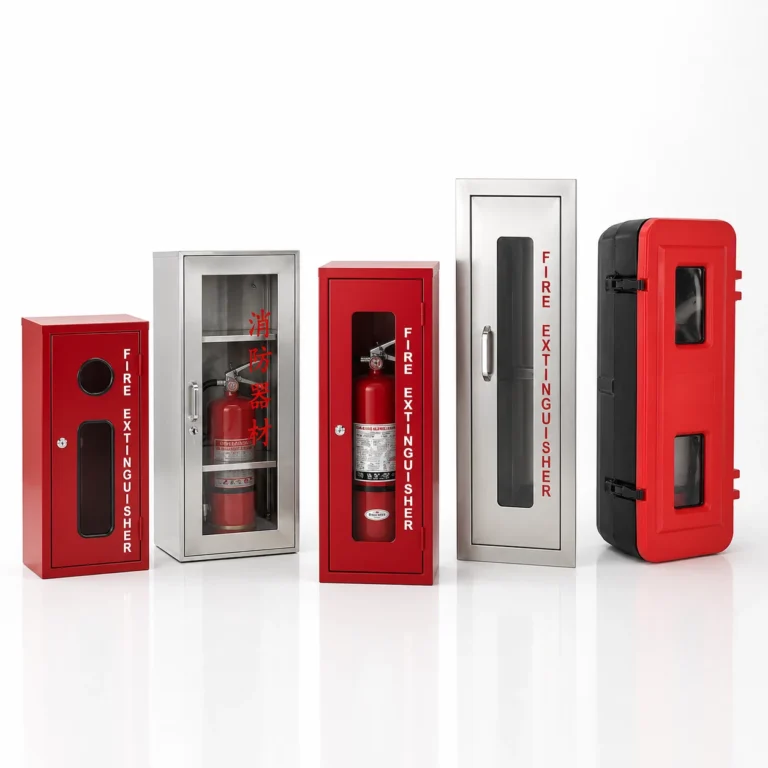 Fire extinguisher cabinets in several configurations