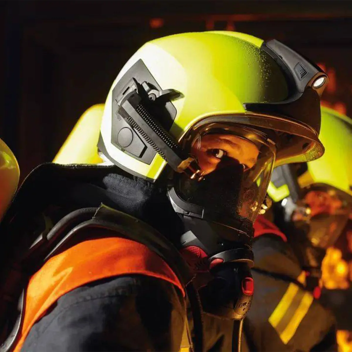 firefighter with helmet