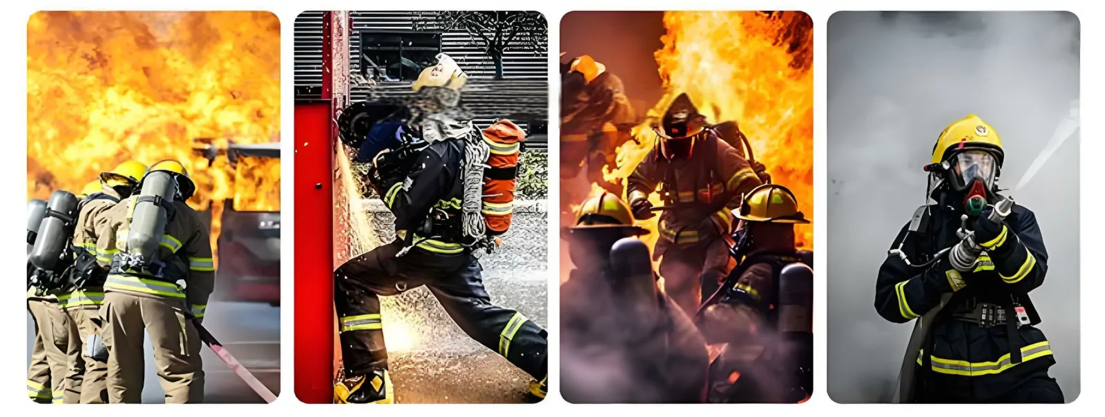Firefighter helmet in complex environment