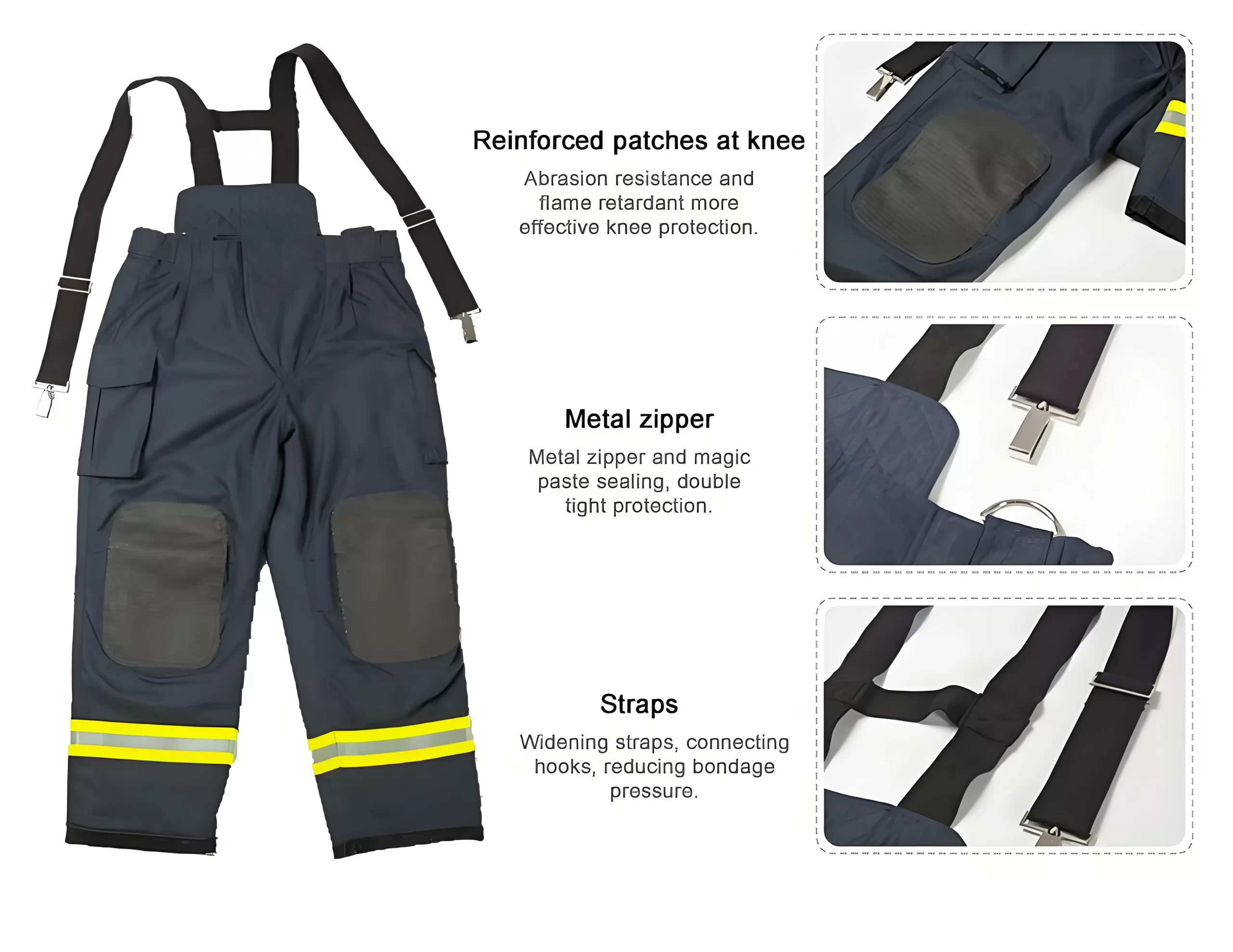 black firefighter gear pants detail