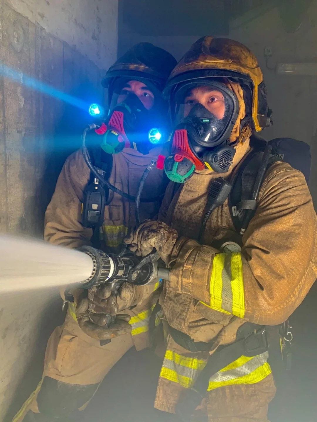 Firefighters in PBI bunker gear