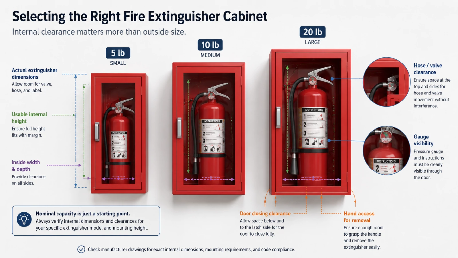 Fire extinguisher cabinet compatibility diagram